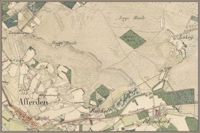 Landkaart Afferden rond 1835